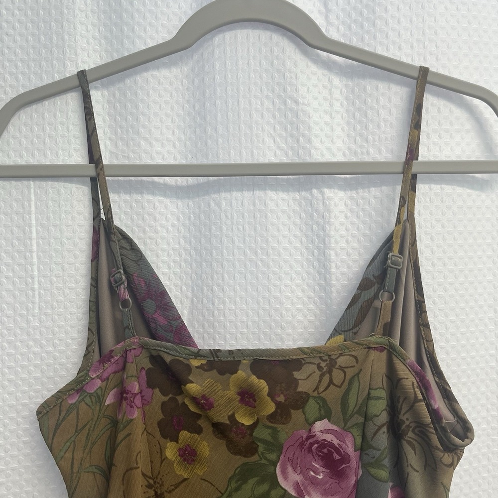 Mlle Gabrielle Y2K Floral Chiffon Slip Dress Coquette Romantic 12P - Picture 6 of 6